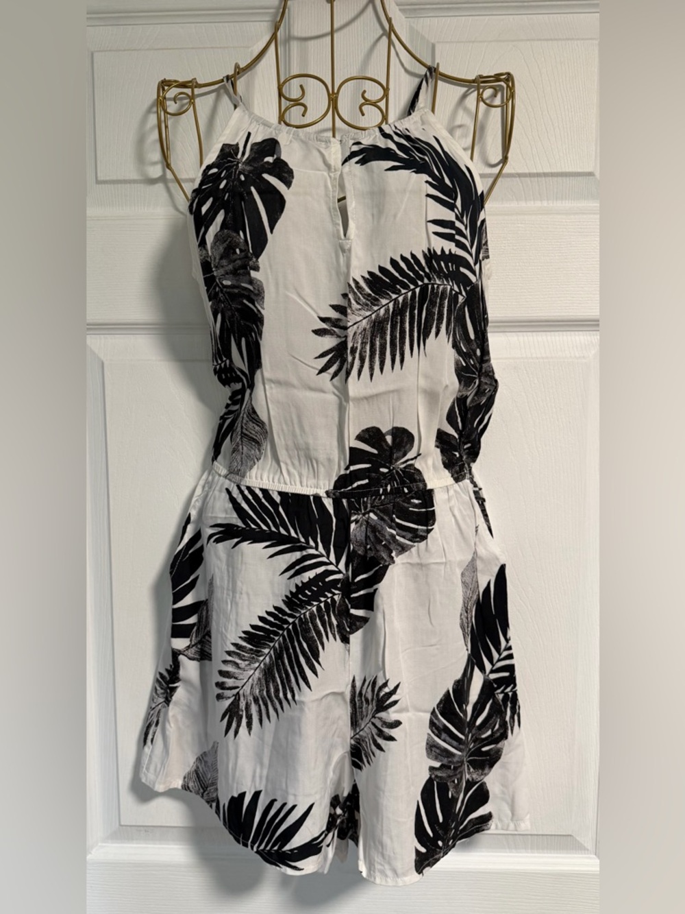 Black & White Tropical Print Women's Romper